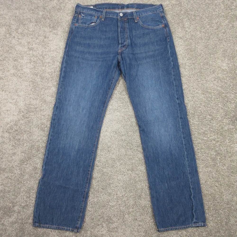 Levis Jeans Mens 35x32 Blue 501 Button Fly Premium Cool Flex Faded Denim Pants
